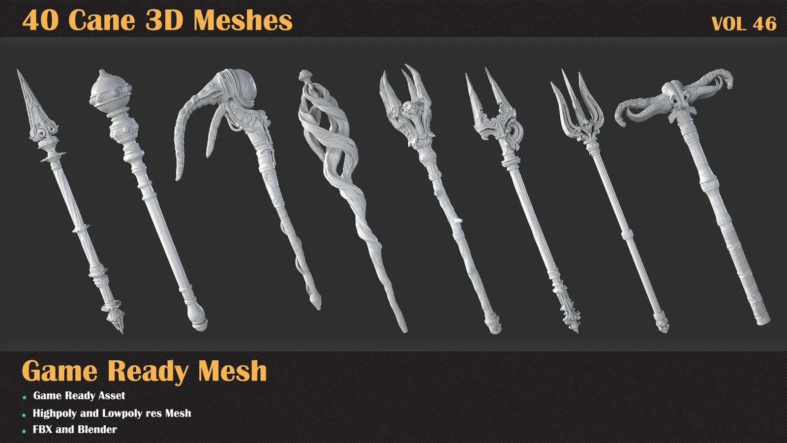 40 Cane 3D Meshes — VOL 46 — preview 5