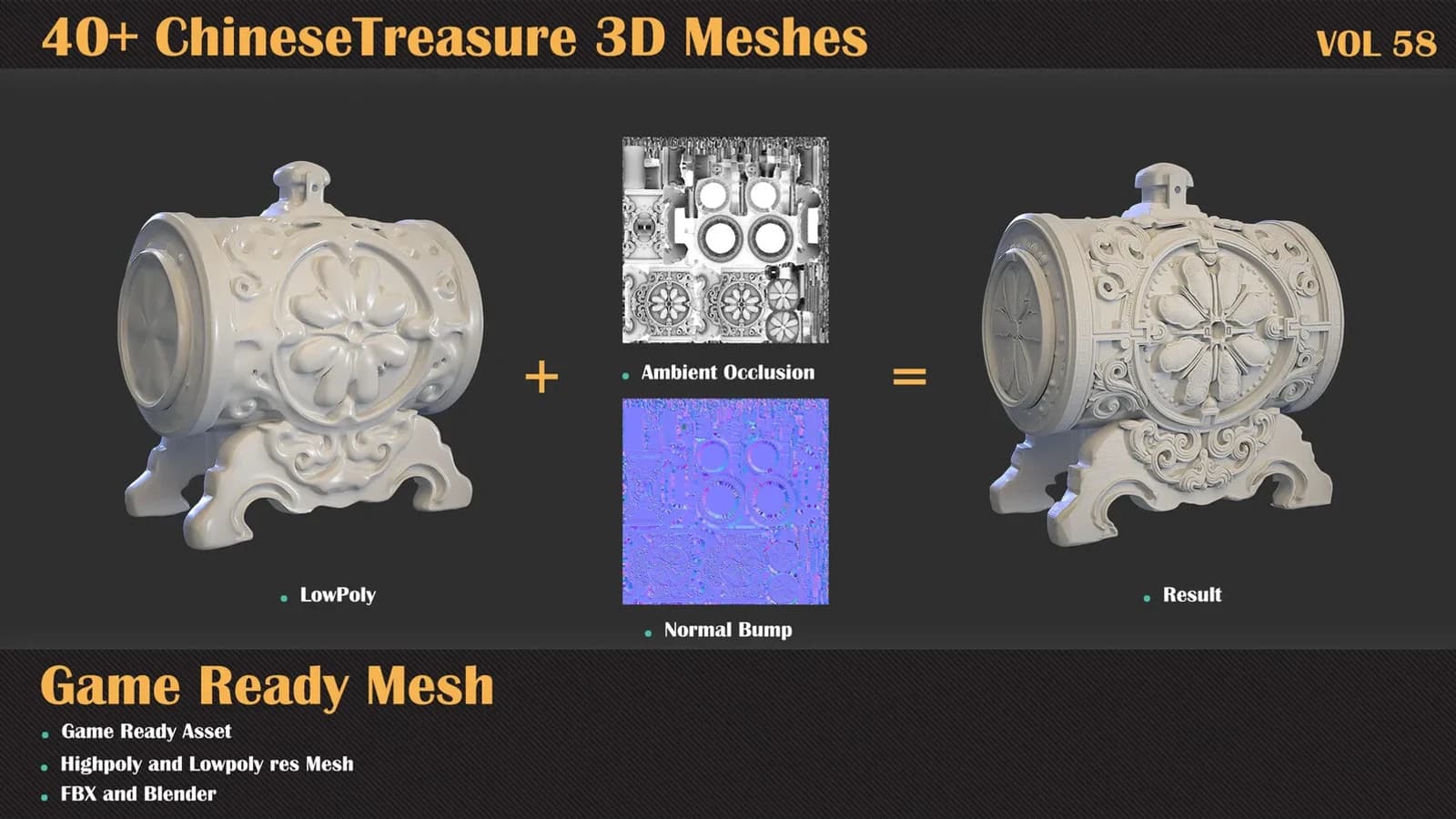 40+ Chinese Treasure 3D Meshes — VOL 58 — preview 3