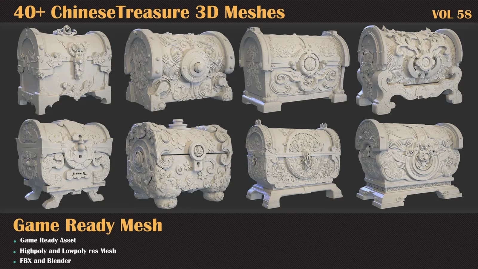40+ Chinese Treasure 3D Meshes — VOL 58 — preview 6