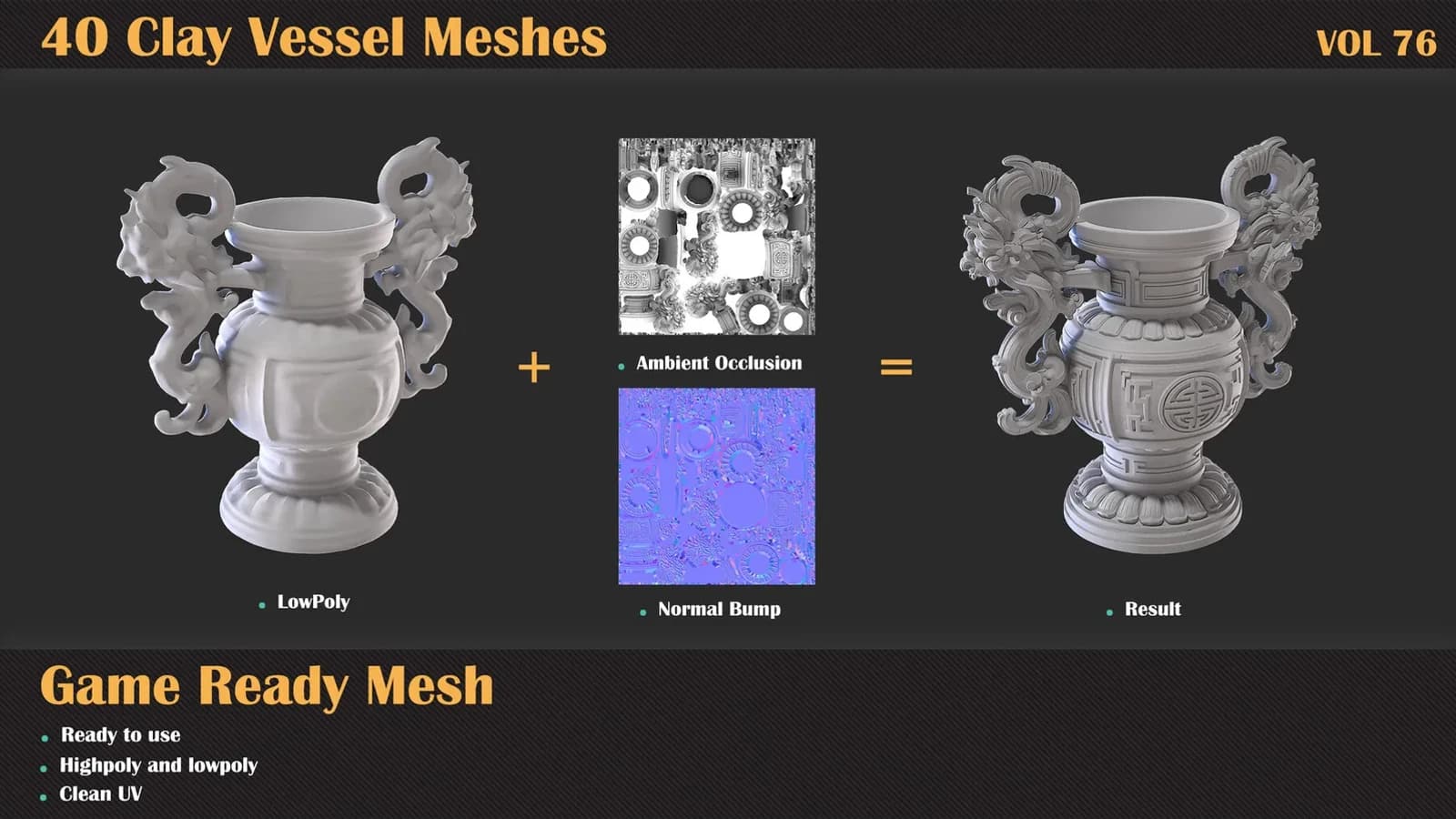 40 Clay Vessel 3D Meshes — VOL 76 — preview 3