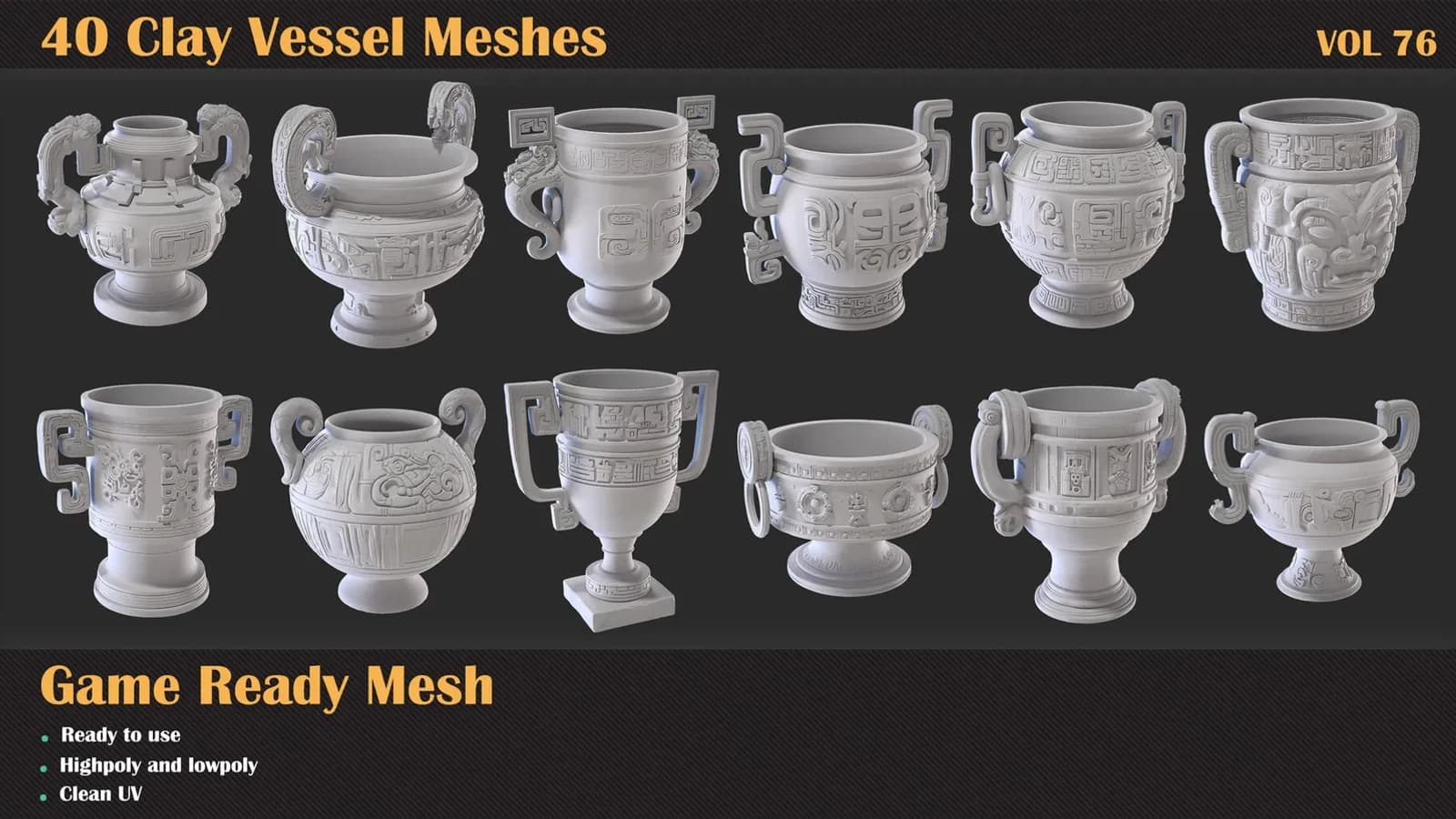 40 Clay Vessel 3D Meshes — VOL 76 — preview 5