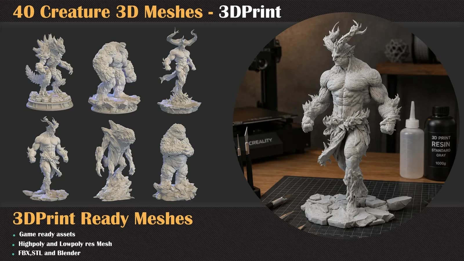 40 Creature 3D Meshes – 3D Print — VOL 07