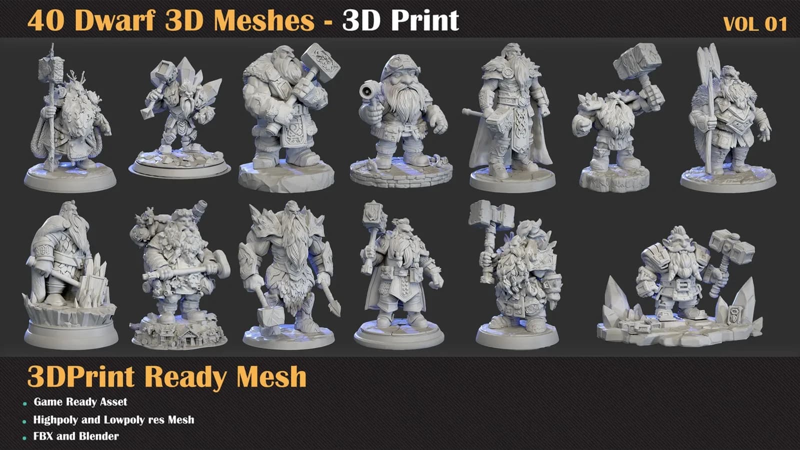 40 Dwarf – 3D Print Ready — VOL 01 — preview 4