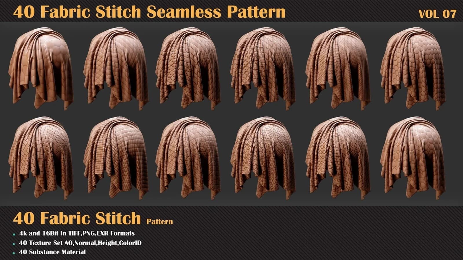 40 Fabric Stitch Seamless Pattern — VOL 07 — preview 3