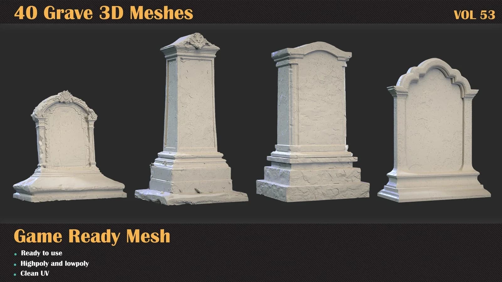 40 Grave 3D Meshes — VOL 53 — preview 11
