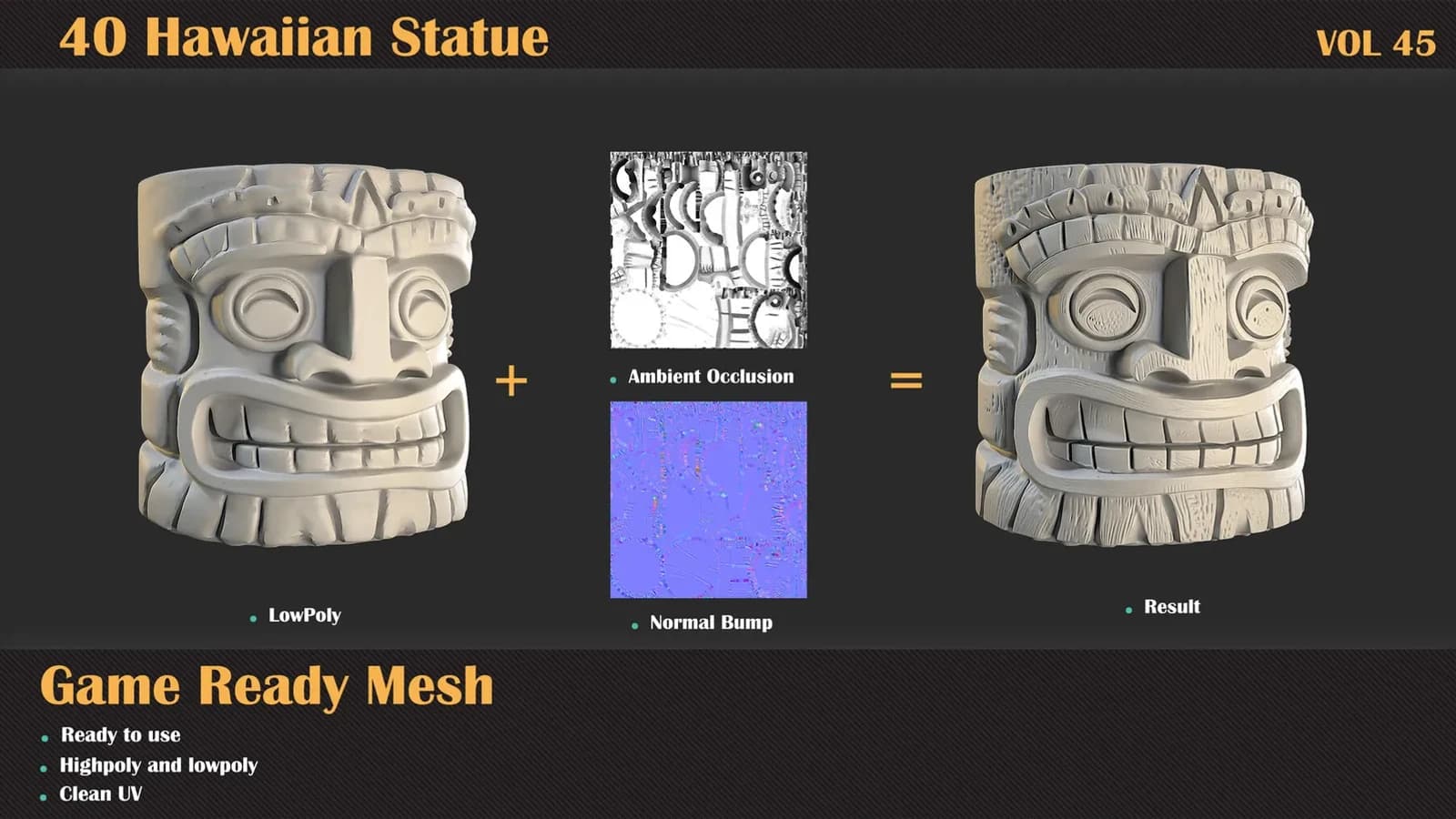 40 Hawaiian Statue 3D Meshes — VOL 45 — preview 3