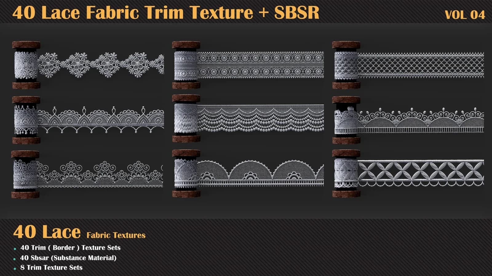 40 Lace Fabric Trim Texture + SBSR — VOL 04 — preview 4