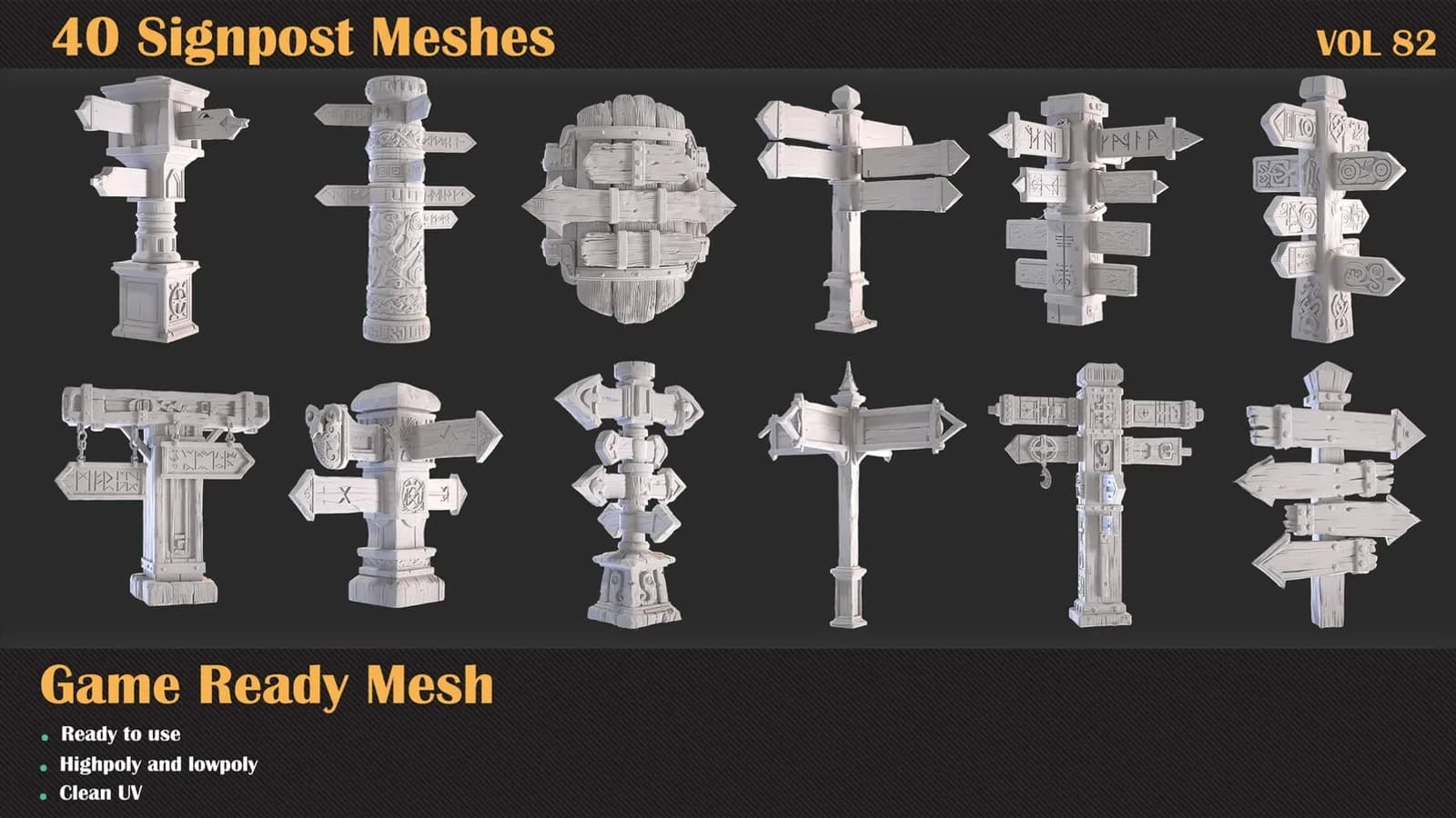 40 Signpost 3D Meshes — VOL 82 — preview 6