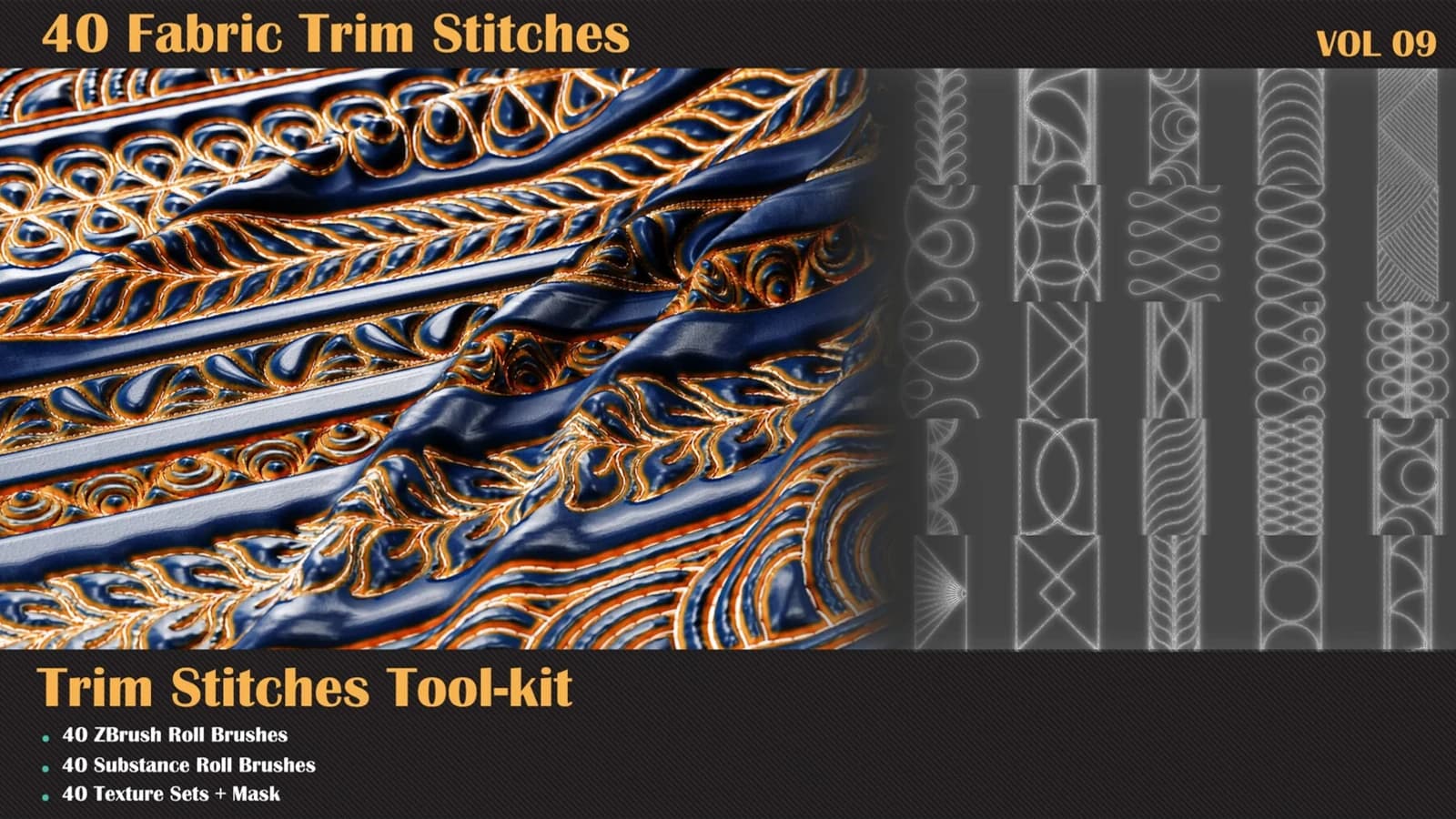 40 Stitches Trim Tool - Substance and ZBrush Roll Brush — VOL 09