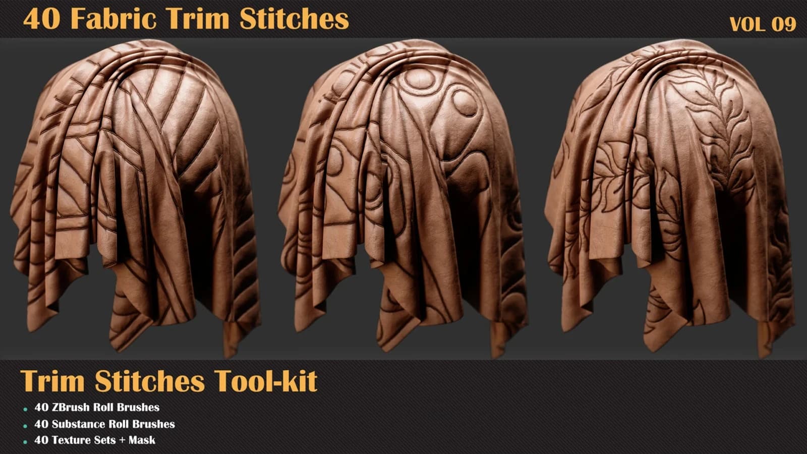 40 Stitches Trim Tool - Substance and ZBrush Roll Brush — VOL 09 — preview 4