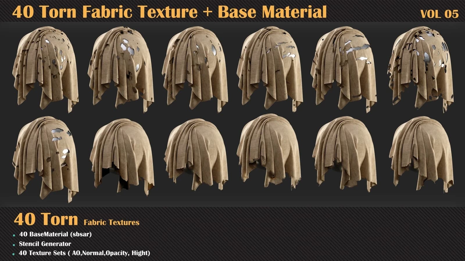40 Torn Fabric Texture — VOL 05 — preview 3