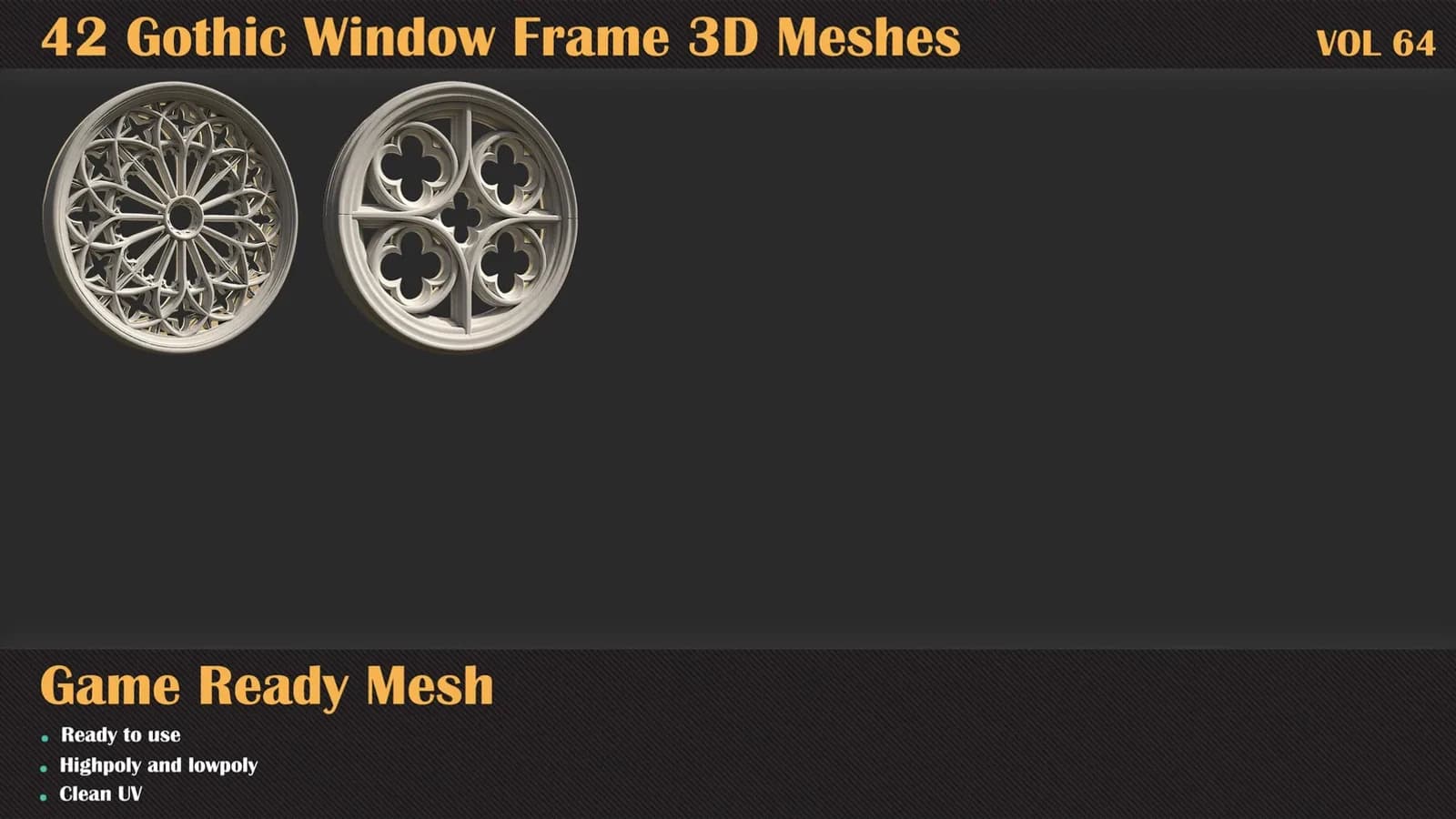 42 Gothic Window Frame 3D Meshes — VOL 64 — preview 7