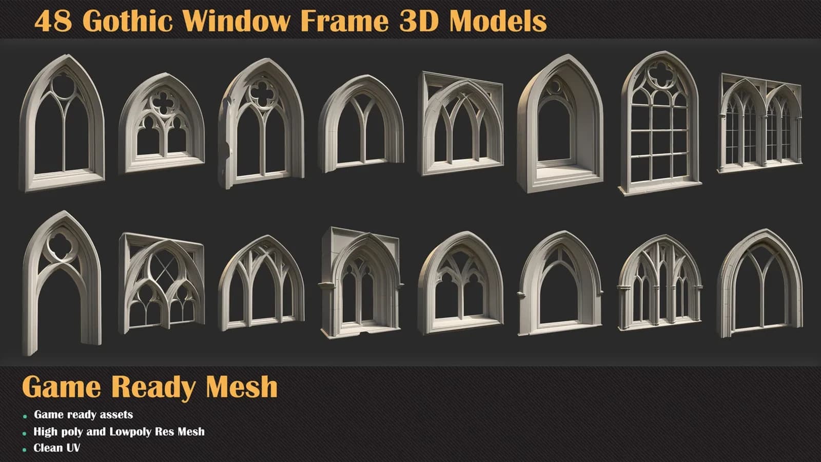 48 Gothic Window Frame 3D Models — VOL 63 — preview 5