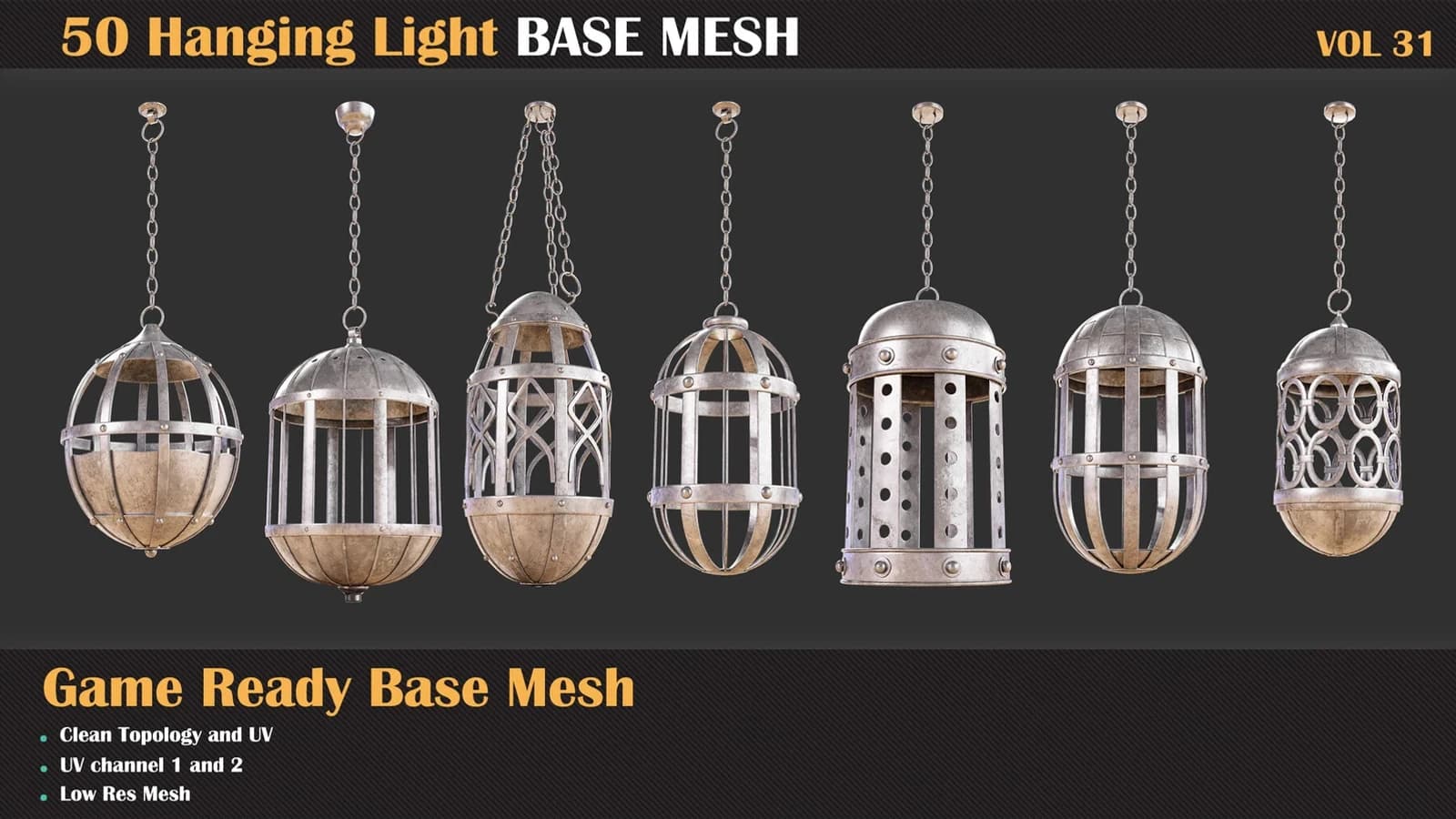 50 Hanging Cage Base Meshes — VOL 31 — preview 10