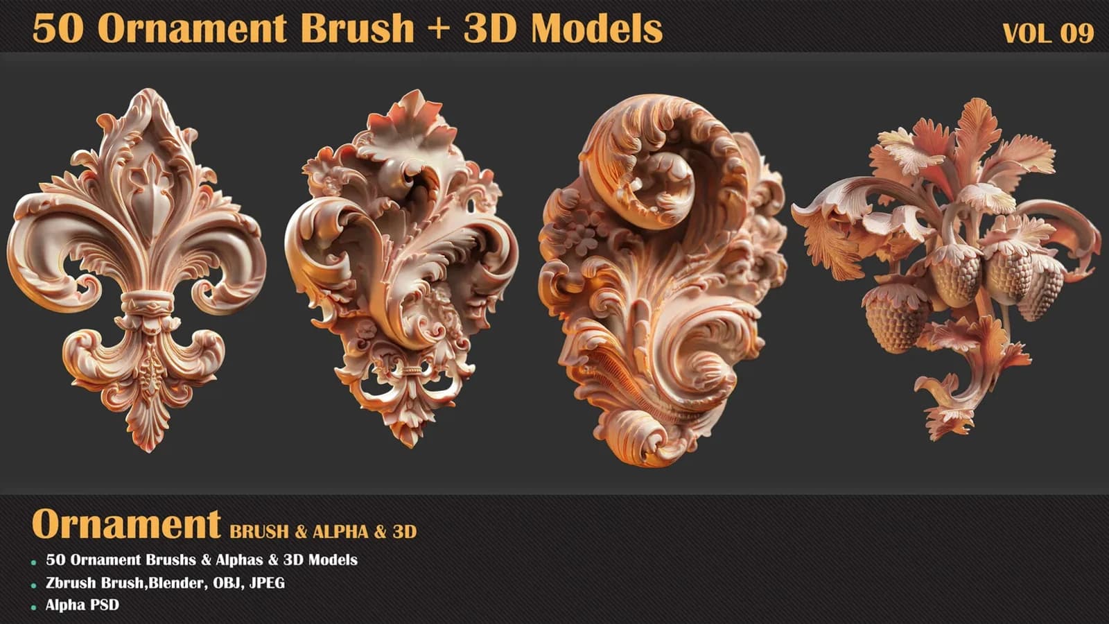 50 Ornament Brush and 3D Models — VOL 09 — preview 2