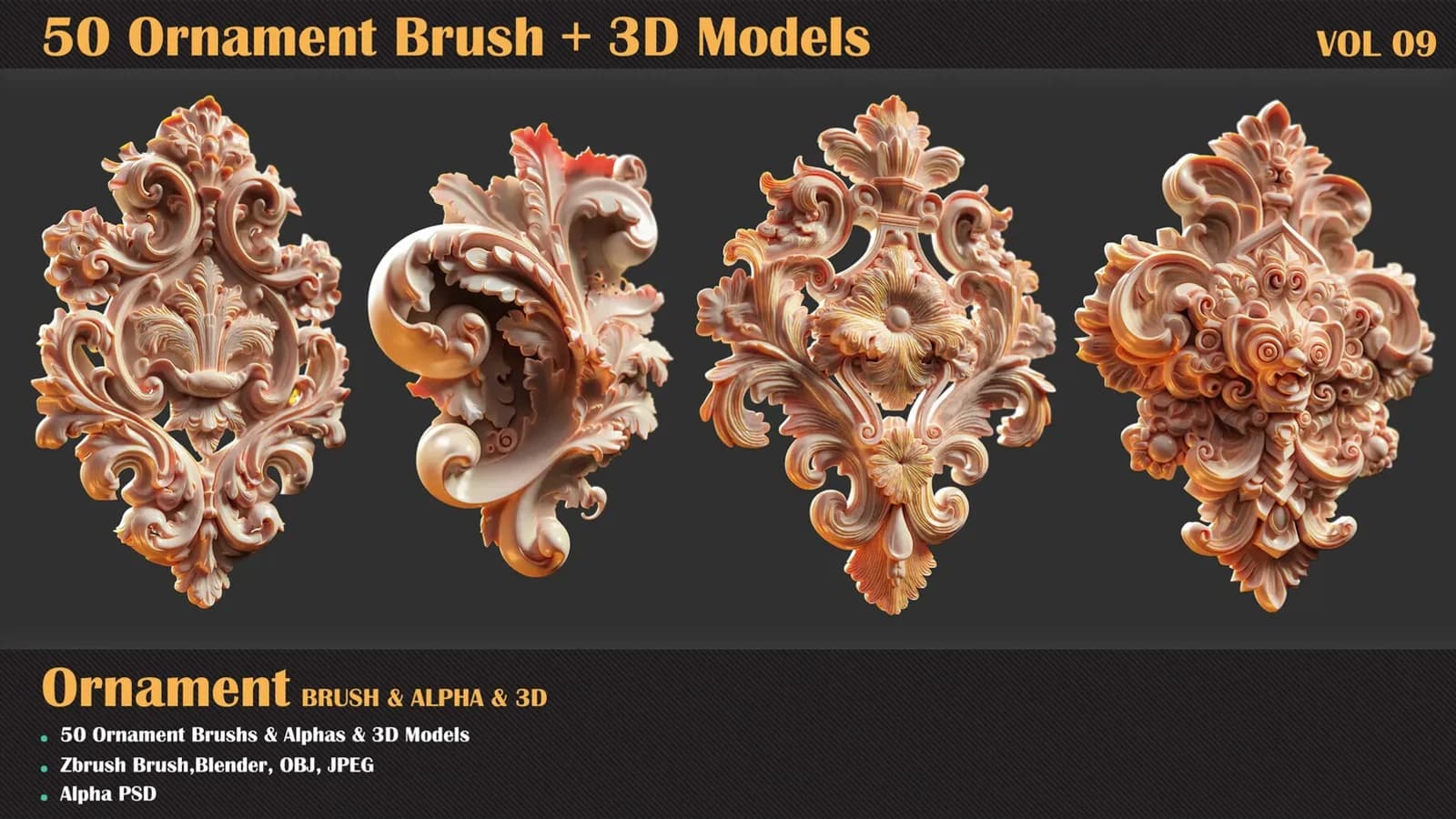 50 Ornament Brush and 3D Models — VOL 09 — preview 3