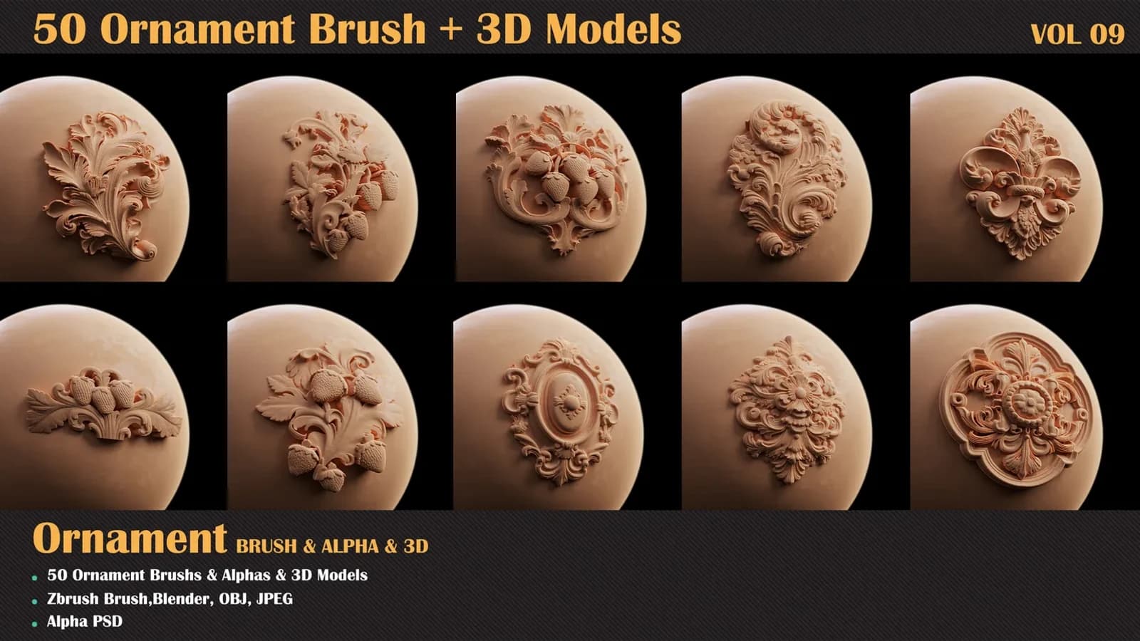 50 Ornament Brush and 3D Models — VOL 09 — preview 8