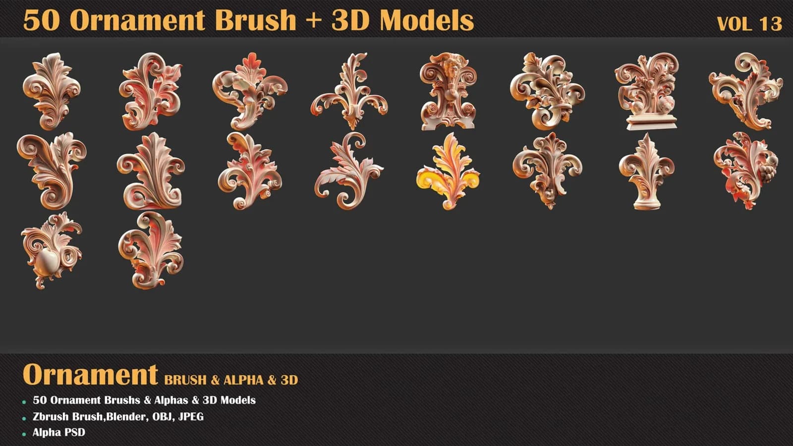 50 Ornament Brush and 3D Models — VOL 13 — preview 4
