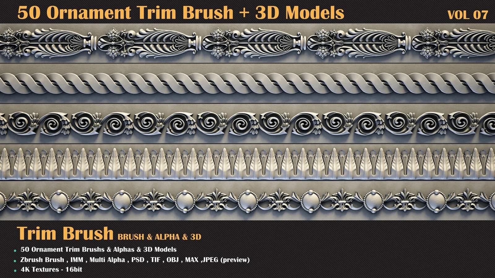 50 Ornament Trim Brush + 3DModel — VOL 09 — preview 4