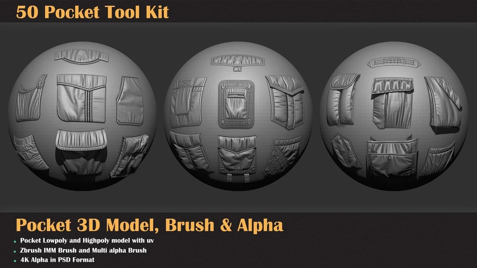 50 Pocket Tool Kit ( 3DModel, Brush, Alpha ) — preview 5