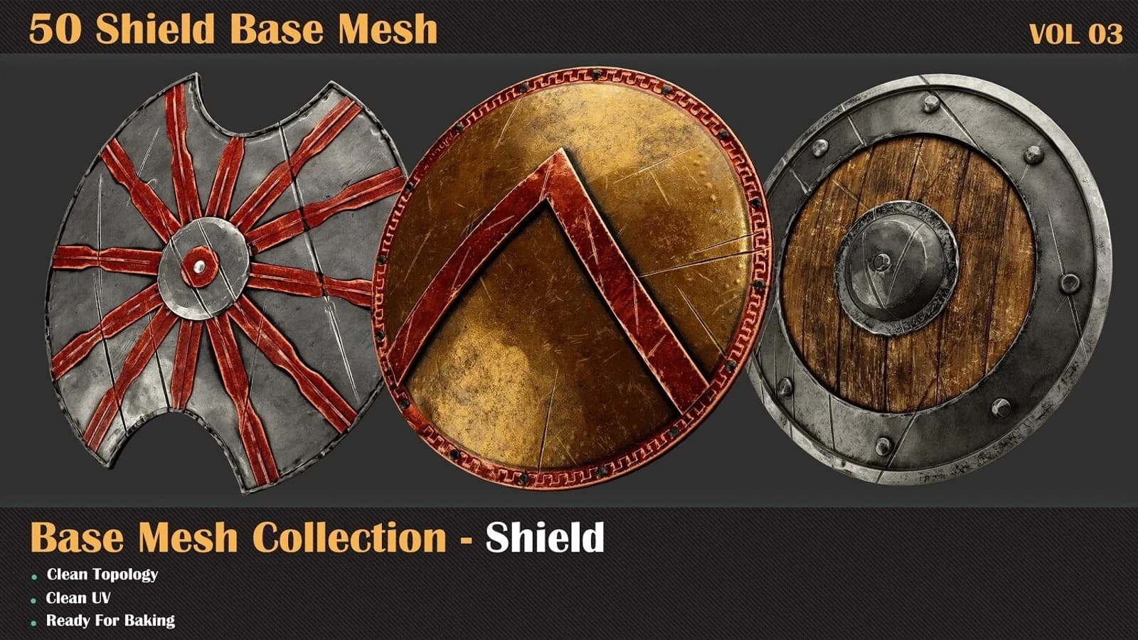 50 Shield Base Mesh — VOL 03 ( Game Ready ) — preview 2