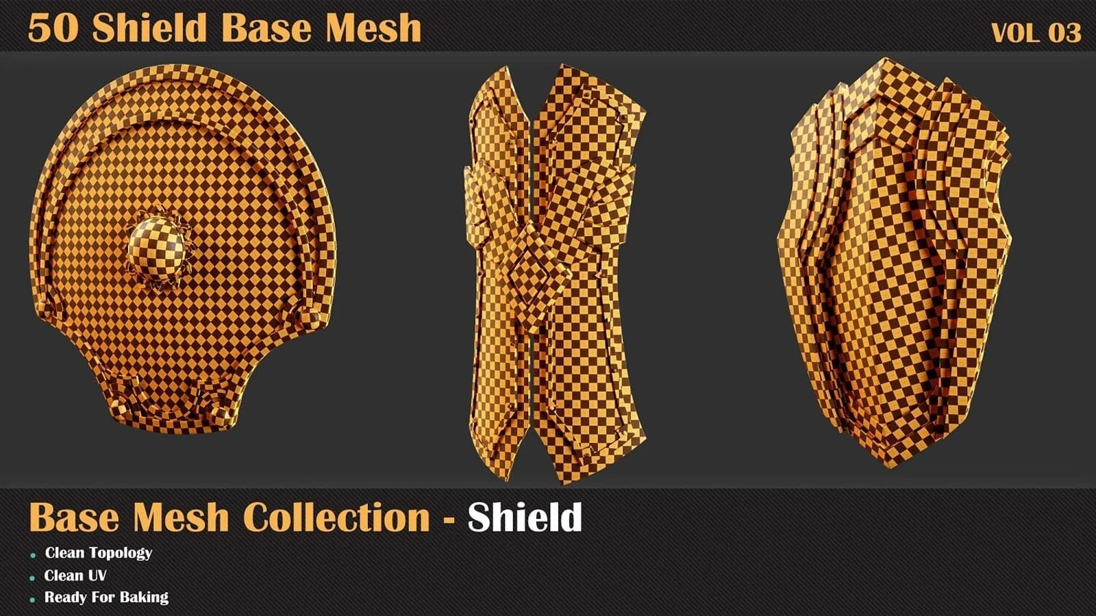 50 Shield Base Mesh — VOL 03 ( Game Ready ) — preview 3
