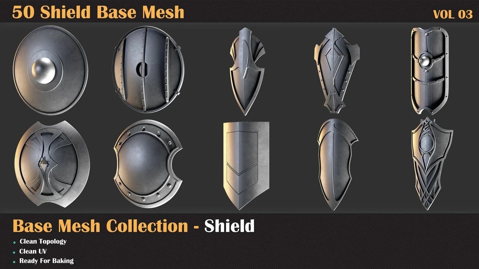 50 Shield Base Mesh — VOL 03 ( Game Ready ) — preview 6