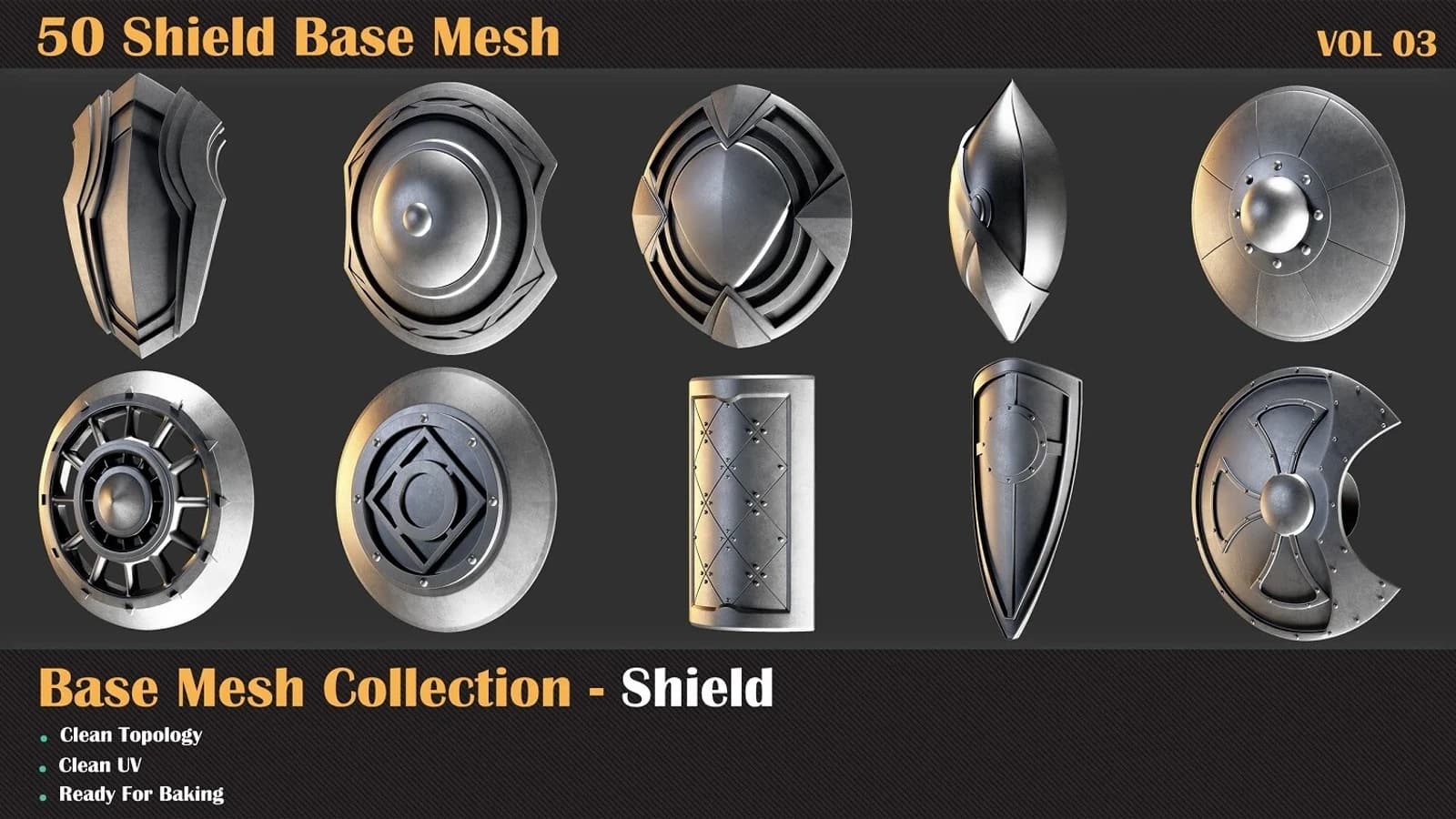 50 Shield Base Mesh — VOL 03 ( Game Ready ) — preview 8