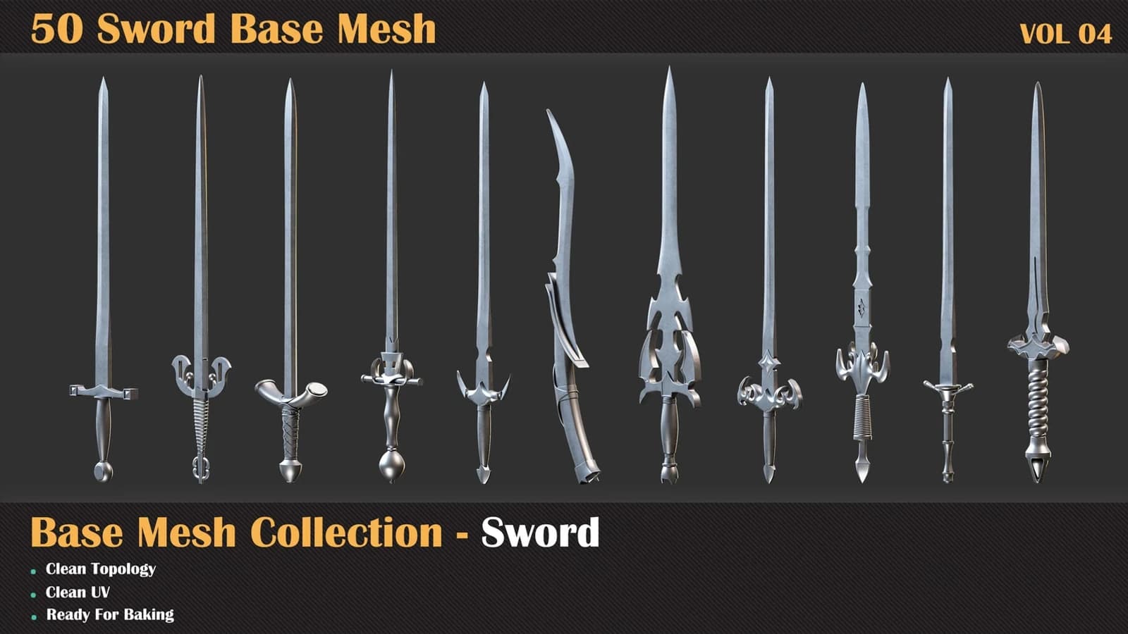 50 Sword Base Mesh — VOL 05 ( Game Ready ) — preview 3