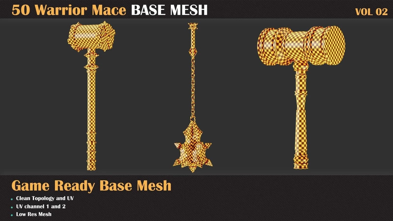 50 Warrior Mace Base Mesh — VOL 02 ( Game Ready ) — preview 3