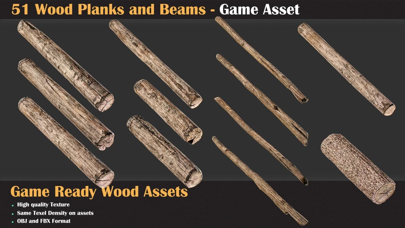 51 Wood Planks and Beams - Game Asset — preview 2