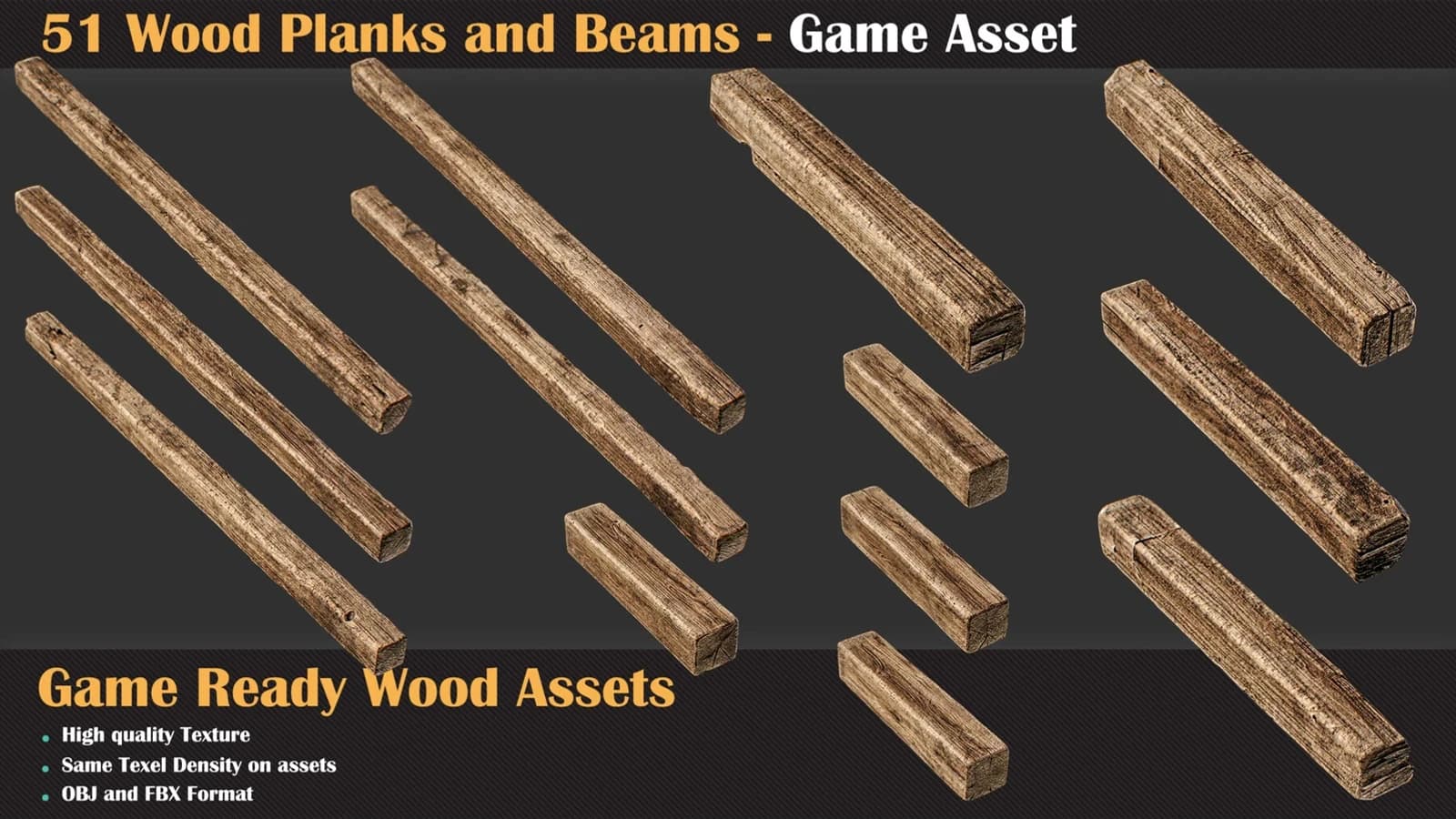 51 Wood Planks and Beams - Game Asset — preview 3