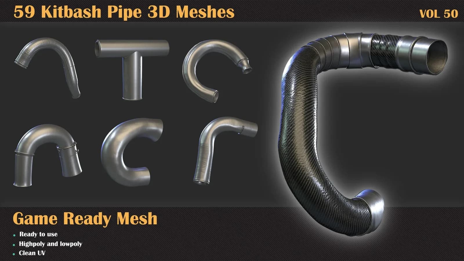 59 Kitbash Pipe 3D Meshes — VOL 50