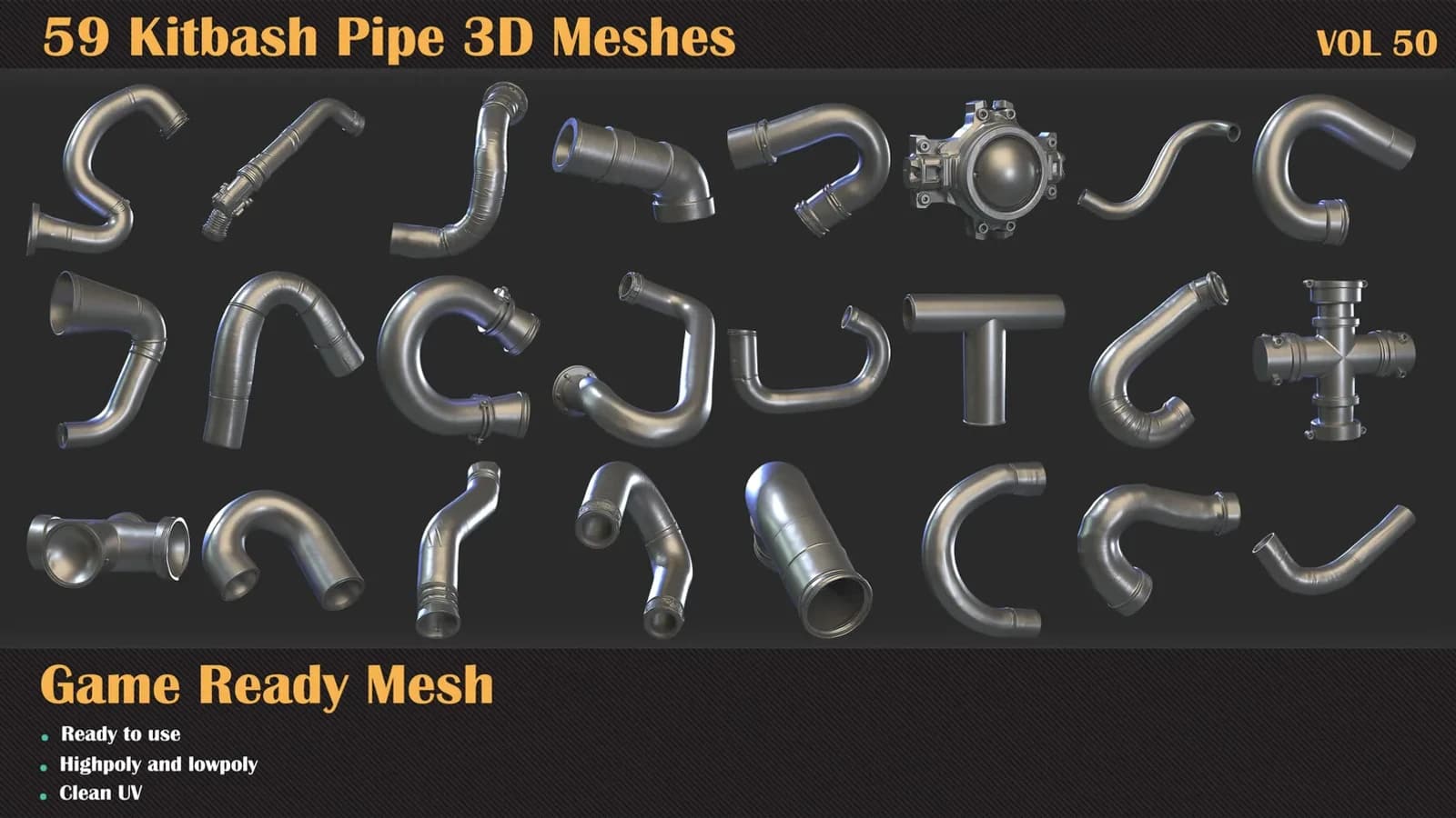 59 Kitbash Pipe 3D Meshes — VOL 50 — preview 4