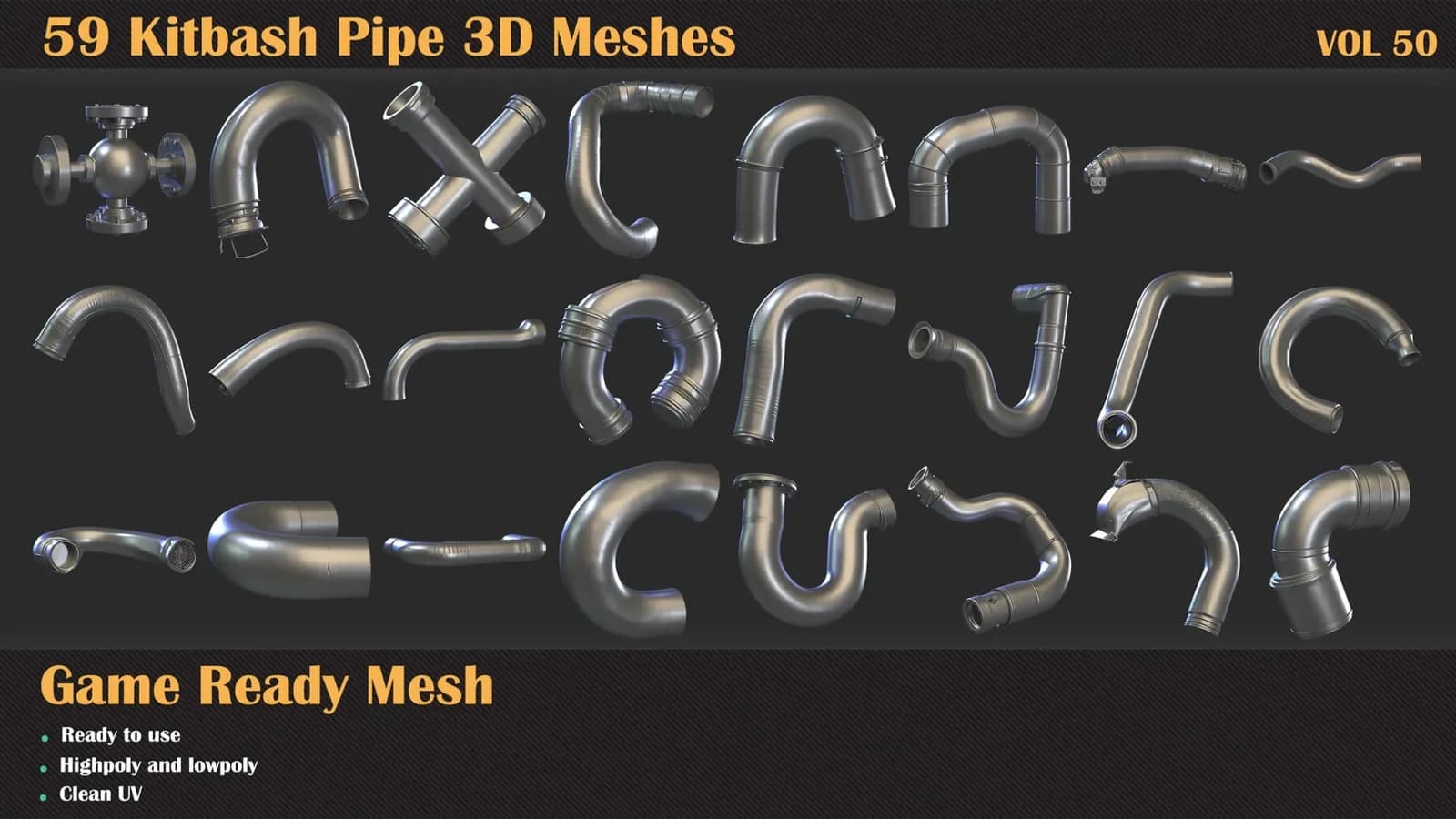 59 Kitbash Pipe 3D Meshes — VOL 50 — preview 5