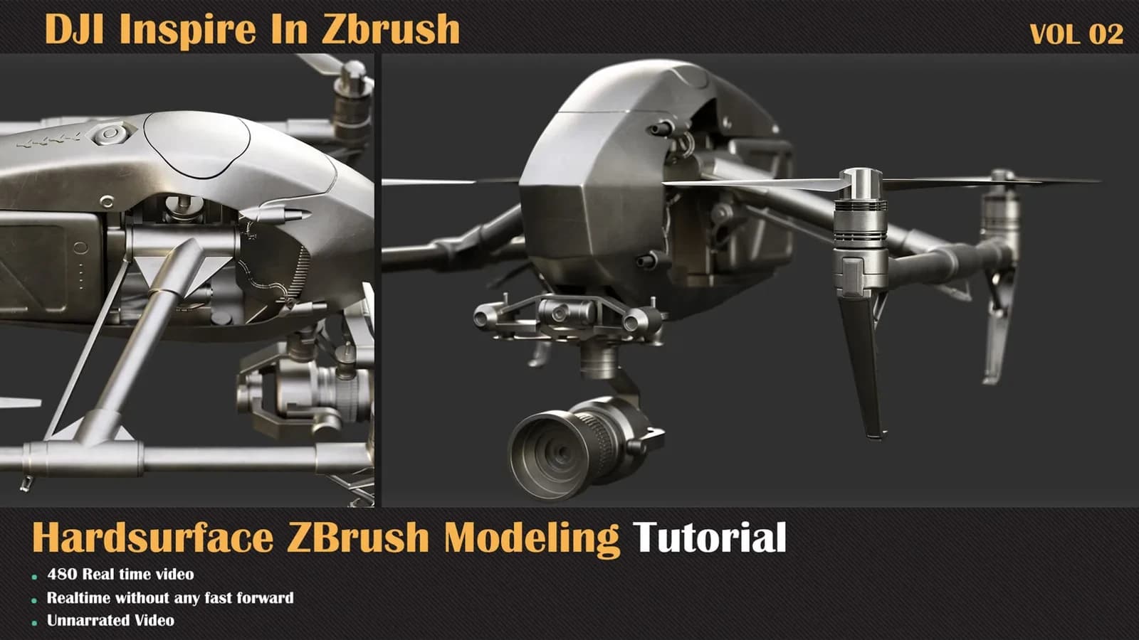 DJI Inspire Hardsurface ZBrush Modeling Tutorial — VOL 02 — preview 3