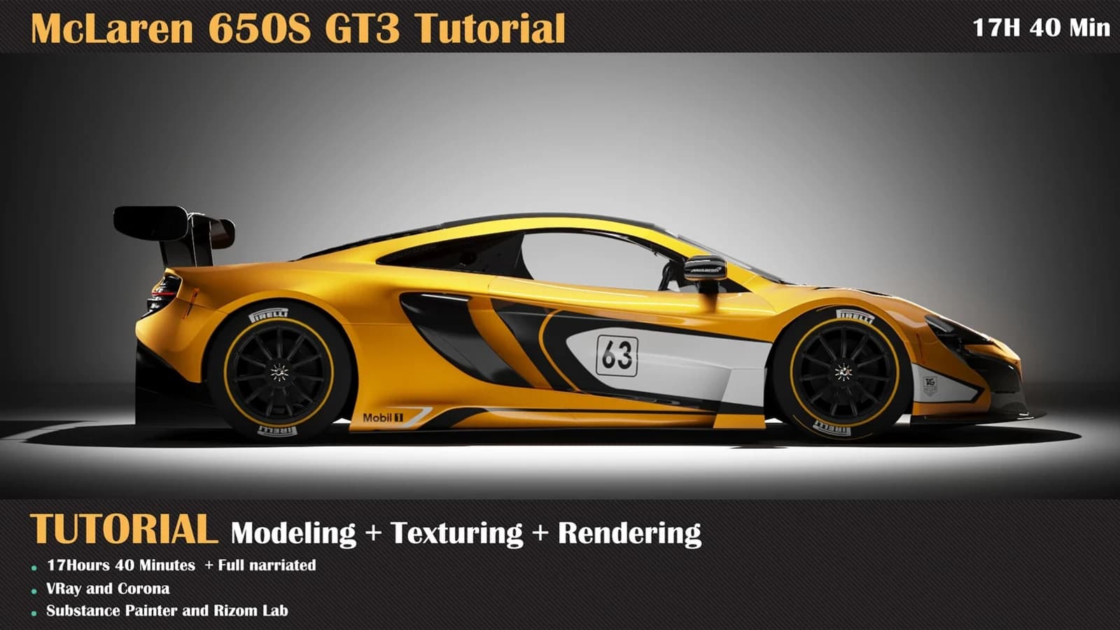 McLaren 650S GT3 Tutorial ( Modeling, Texturing, Lighting ) — preview 2