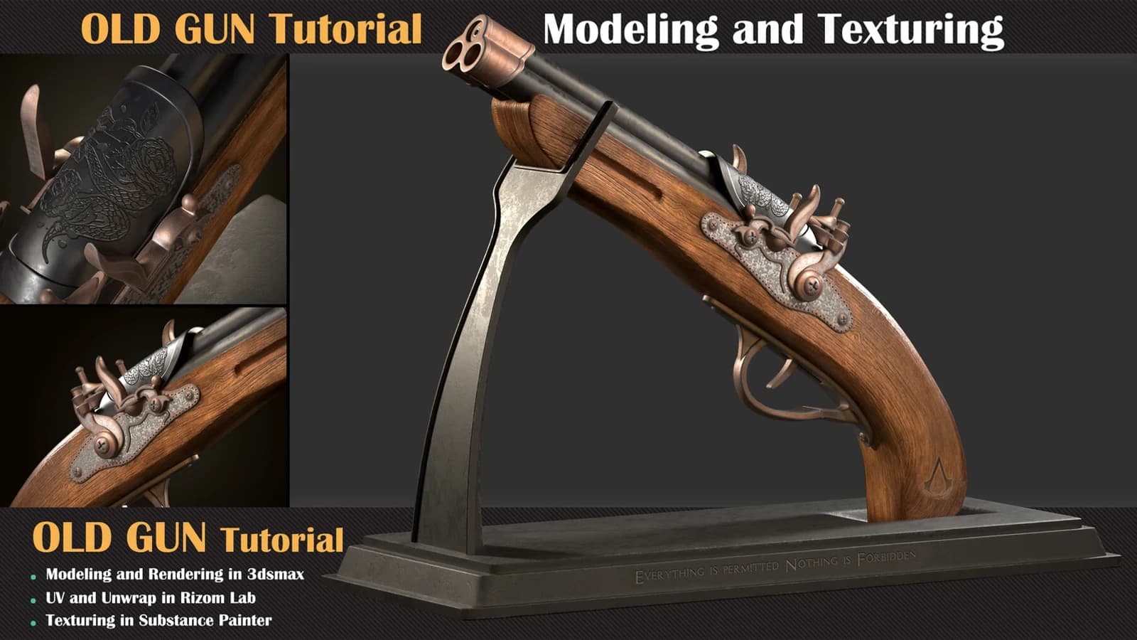 Old Gun Tutorial ( Modeling, Texturing, Lighting )