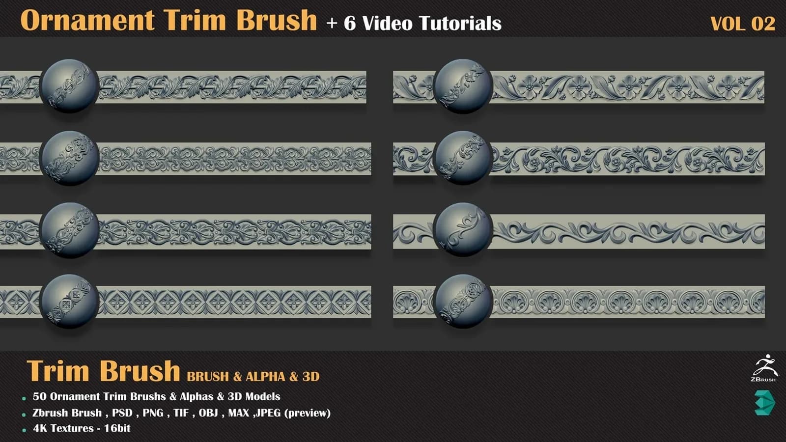 Ornament Trim Brush and 3D Models + 6 Video Tutorials — VOL 04 — preview 5