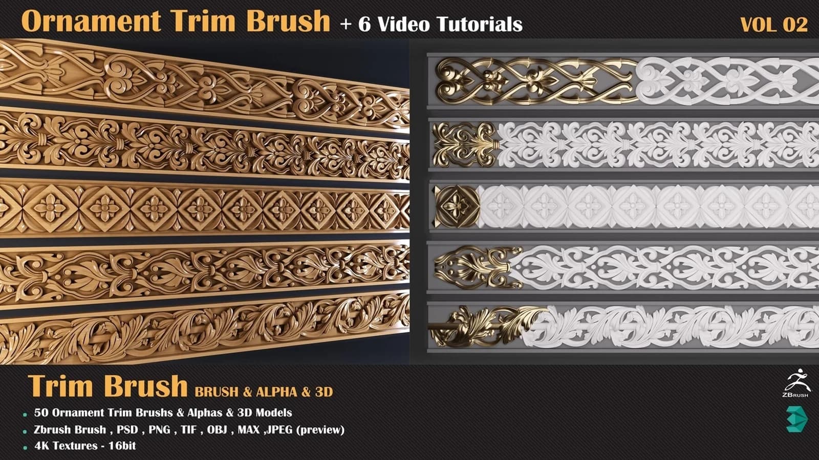 Ornament Trim Brush and 3D Models + 6 Video Tutorials — VOL 04 — preview 12
