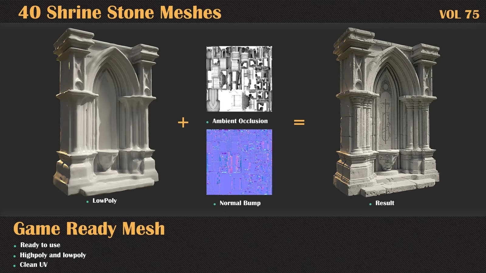 Shrine Stone 3D Meshes — VOL 75 — preview 3