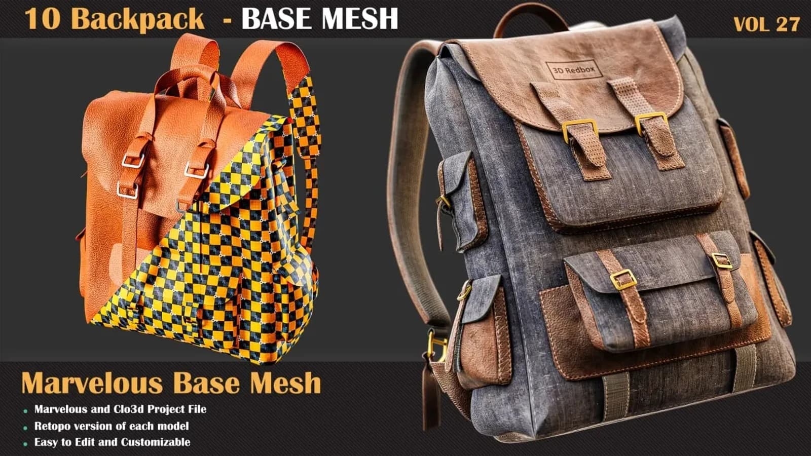 10 Backpack - Base Mesh ( Game Ready ) — VOL 27