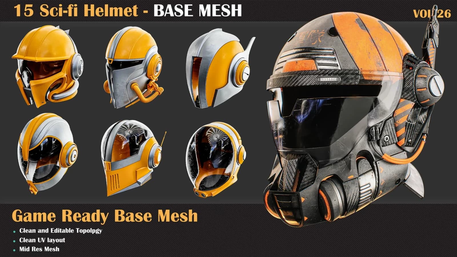 15 Sci-Fi Helmet Base Mesh — VOL 26
