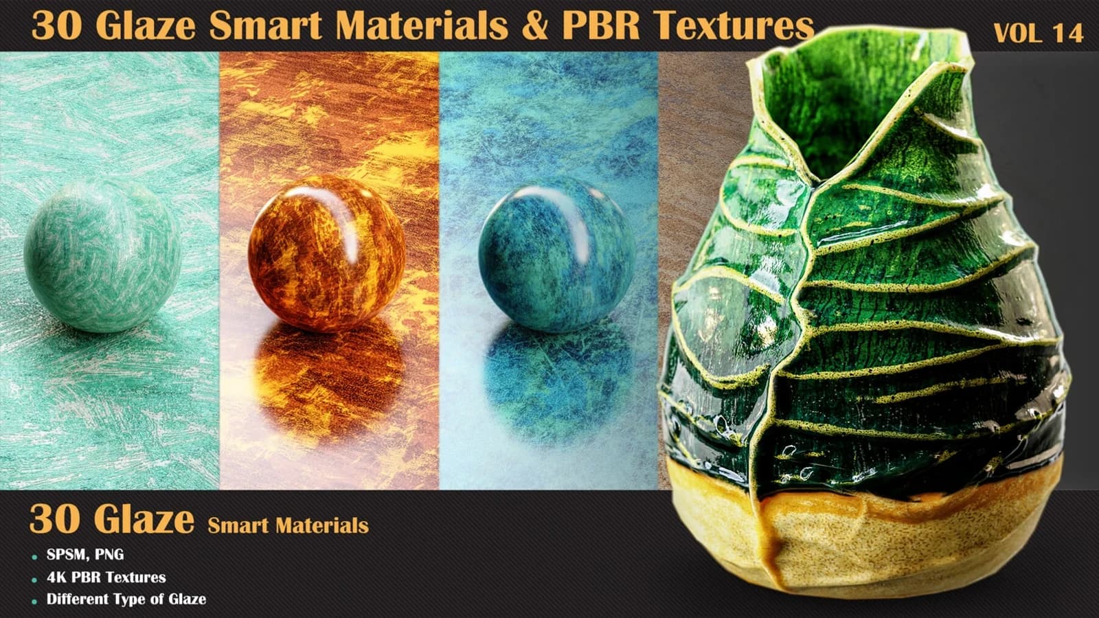 30 Glaze Smart Materials & PBR Textures — VOL 14