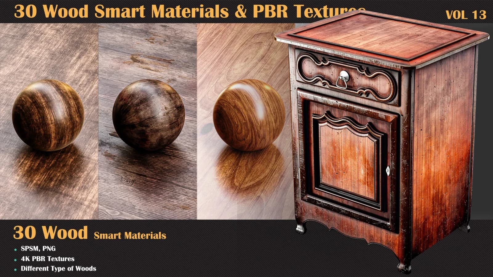 30 Wood Smart Materials & PBR Textures — VOL 13