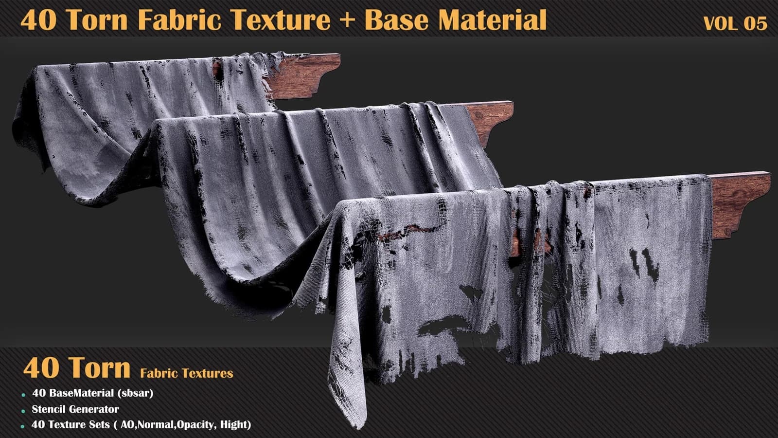 40 Torn Fabric Texture — VOL 05