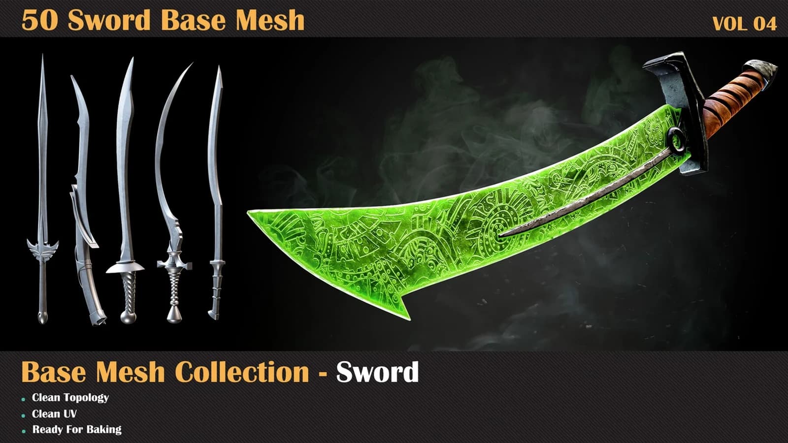50 Sword Base Mesh — VOL 05 ( Game Ready )