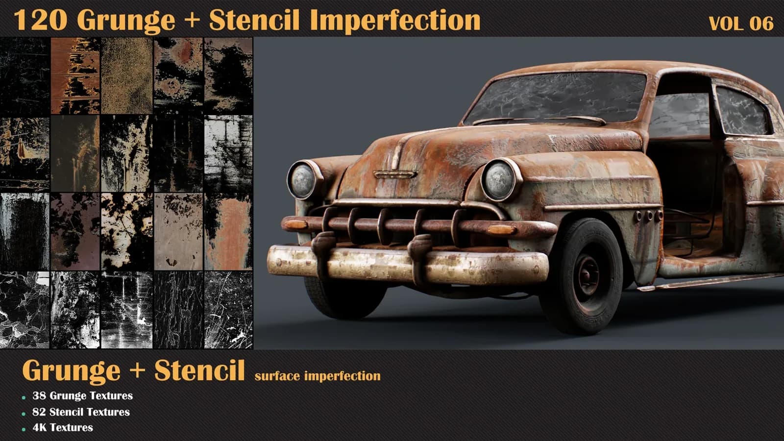 120 Grunge + Stencil Imperfection — VOL 06 (Commercial Licence)